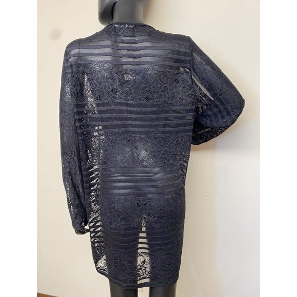 Coin 1804 Women's Navy Lace Tie Front Duster Long sleeve Knit Top Size 2X NWT - Picture 4 of 5